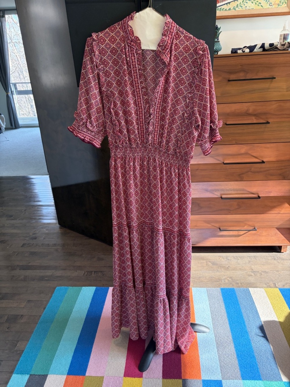 Max Studio Rose-Pink Printed Tiered Maxi Dress